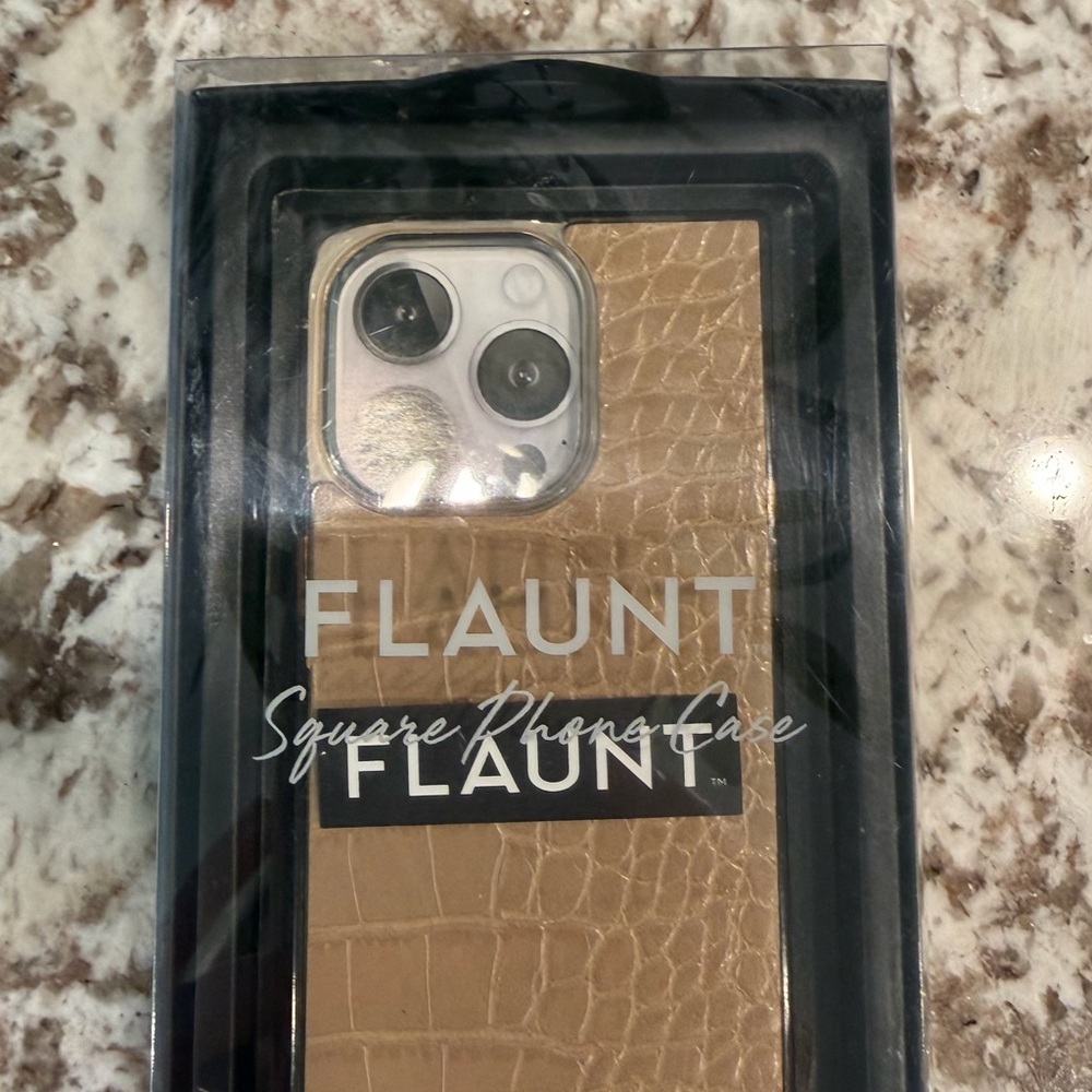 iPhone 14 Pro Case | Flaunt Square Tan Crocodile Faux Leather - Picture 10 of 12